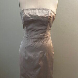 Rene Lezard Brand Women's Gold Strapless Silk Evening Cocktail Chic Dress Sz 4